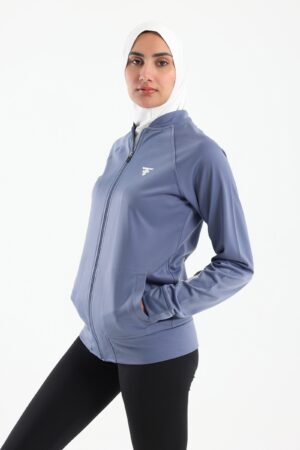 Classic stand up collar jacket in steel blue