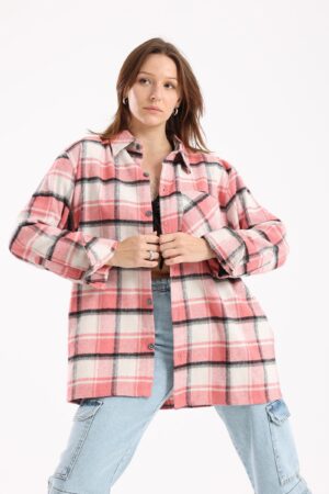 Pink check overshirt
