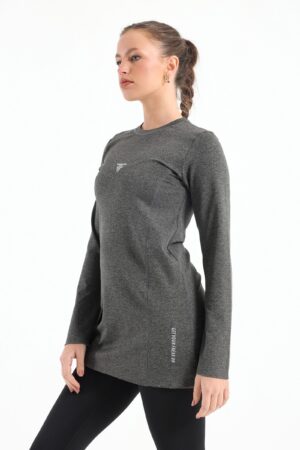 Training bell sleeve top in dark grey