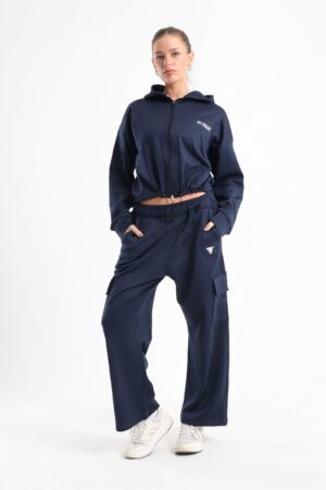 Dark blue basic cropped jacket
