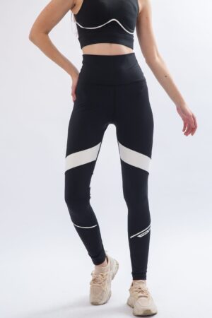 Black piping color block leggings