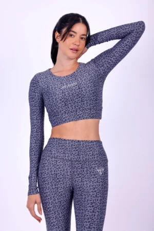Cool grey leopard long sleeve top