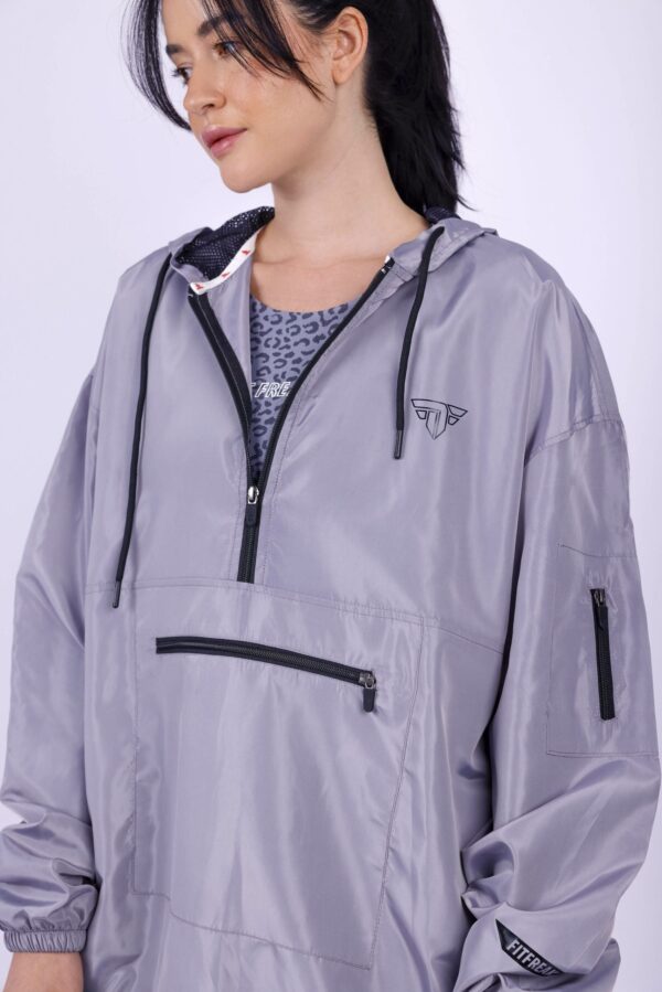 Gray waterproof half-zip pullover
