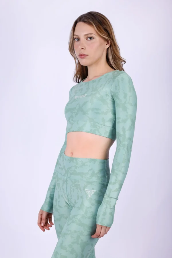 Mint camouflage long sleeve top