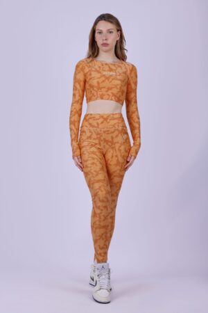 Apricot camouflage long sleeve top