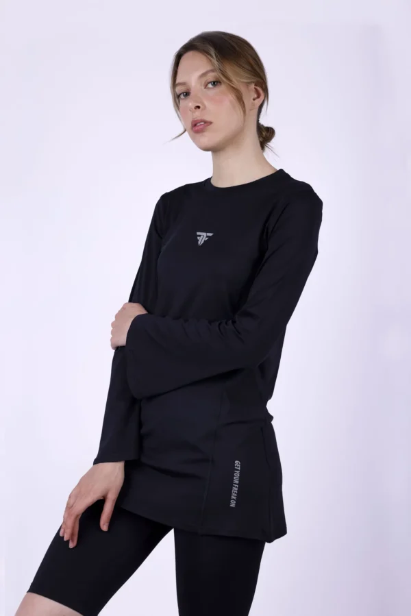 Training bell sleeve top in black